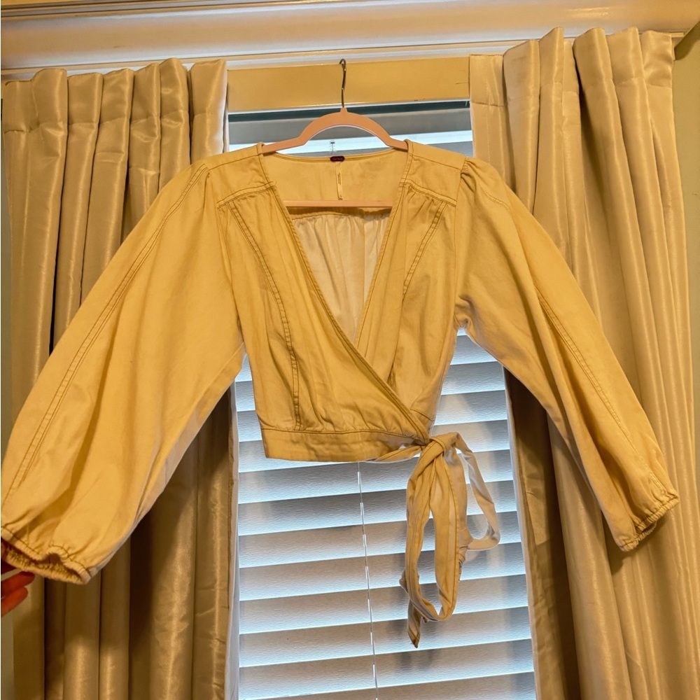 Free People Cream Wrap Blouse